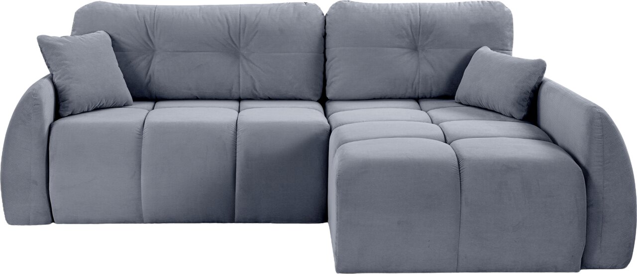 Graues Eckschlafsofa mit rechter Ausrichtung, Vorderansicht