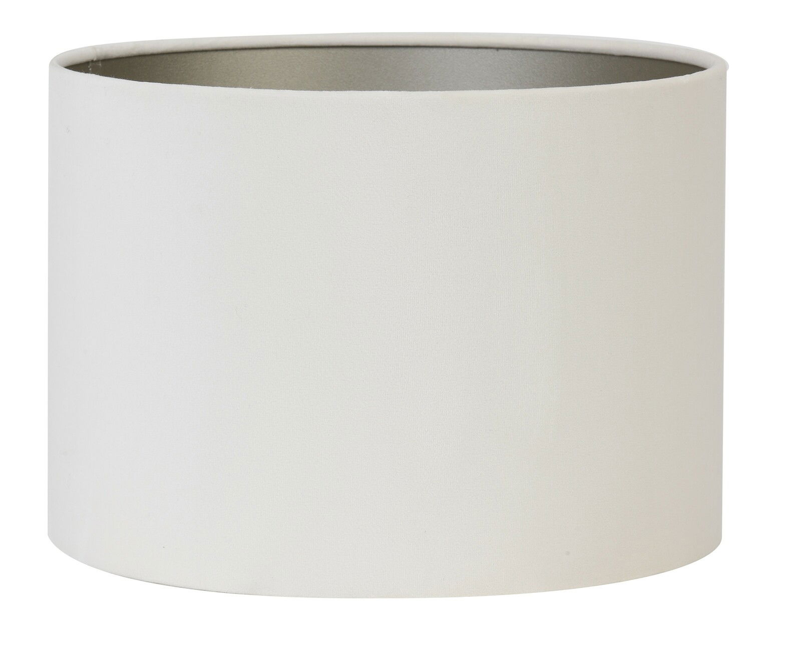 Zylindrischer weißer Lampenschirm aus seitlicher Perspektive