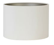 Zylindrischer weißer Lampenschirm aus seitlicher Perspektive