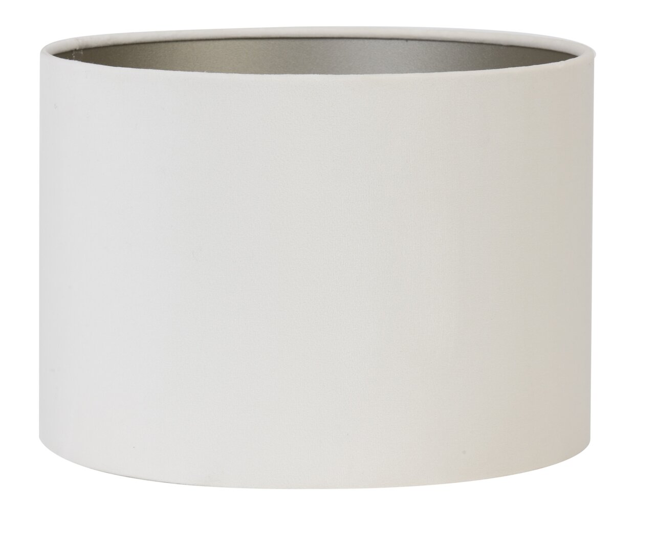 Zylindrischer weißer Lampenschirm aus seitlicher Perspektive