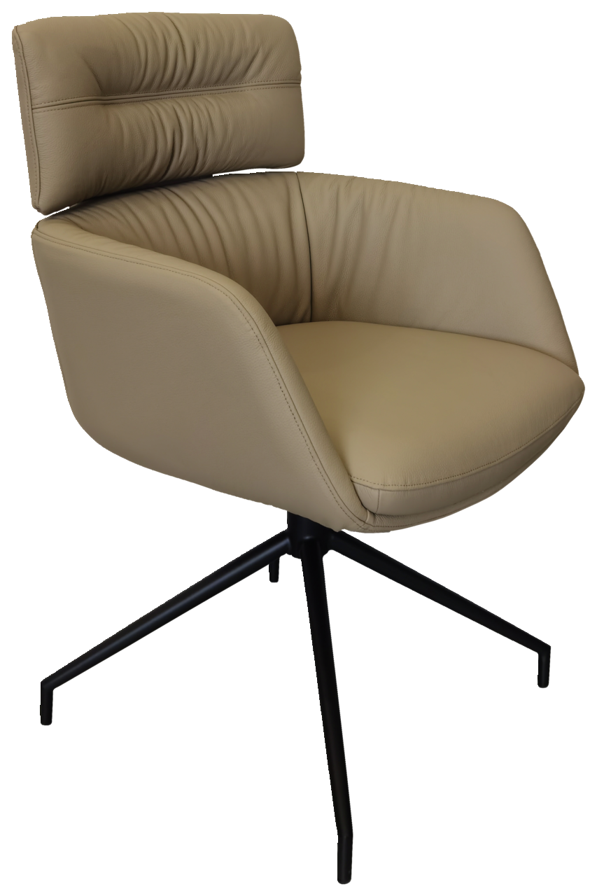 Dieter Knoll Armlehnstuhl PABLO Beiger Armlehnstuhl mit schwarzem Metallgestell, seitliche Perspektive