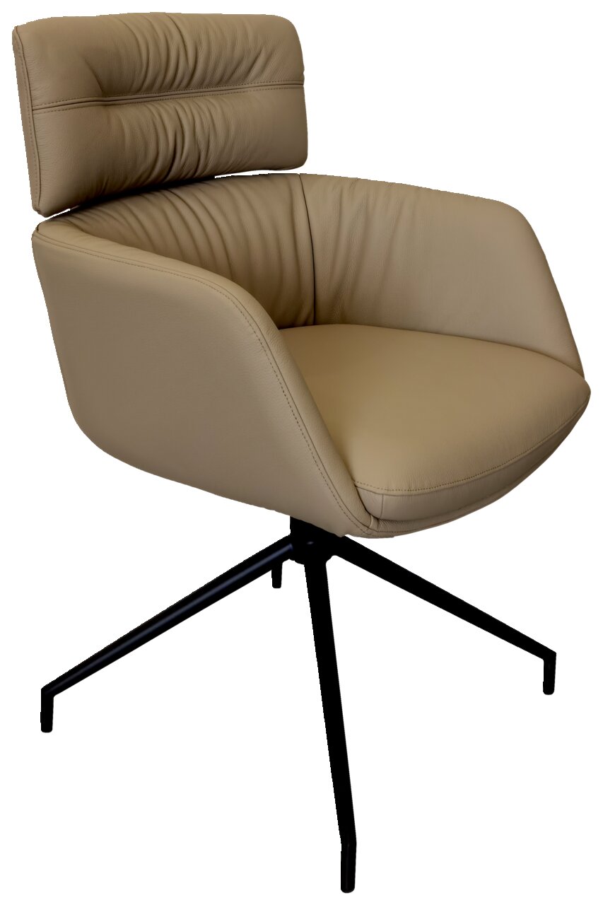 Dieter Knoll Fauteuil PABLO Beiger Armlehnstuhl mit schwarzem Metallgestell, seitliche Perspektive