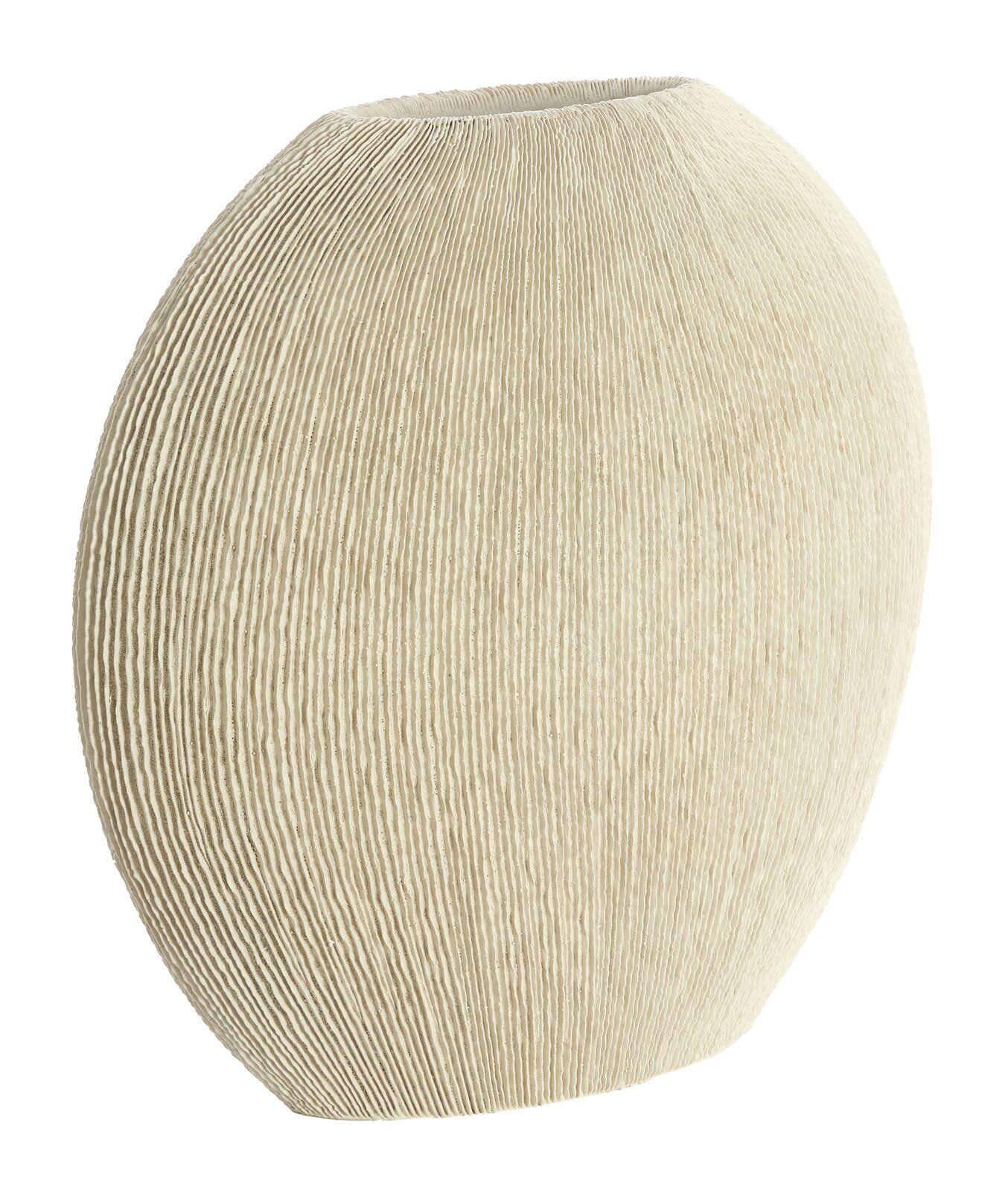 Light&Living Vase BUBIO 30,5cm Beigefarbene, runde Vase mit geriffelter Oberfläche, seitliche Perspektive