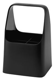 Schwarze Aufbewahrungsbox mit Griff, Vorderansicht