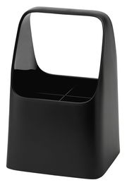 Schwarze Aufbewahrungsbox mit Griff, Vorderansicht