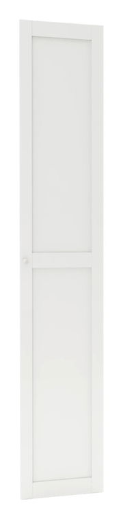 Weiße Tür mit schlichter Rahmenkonstruktion, seitliche Perspektive