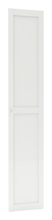 Weiße Tür mit schlichter Rahmenkonstruktion, seitliche Perspektive