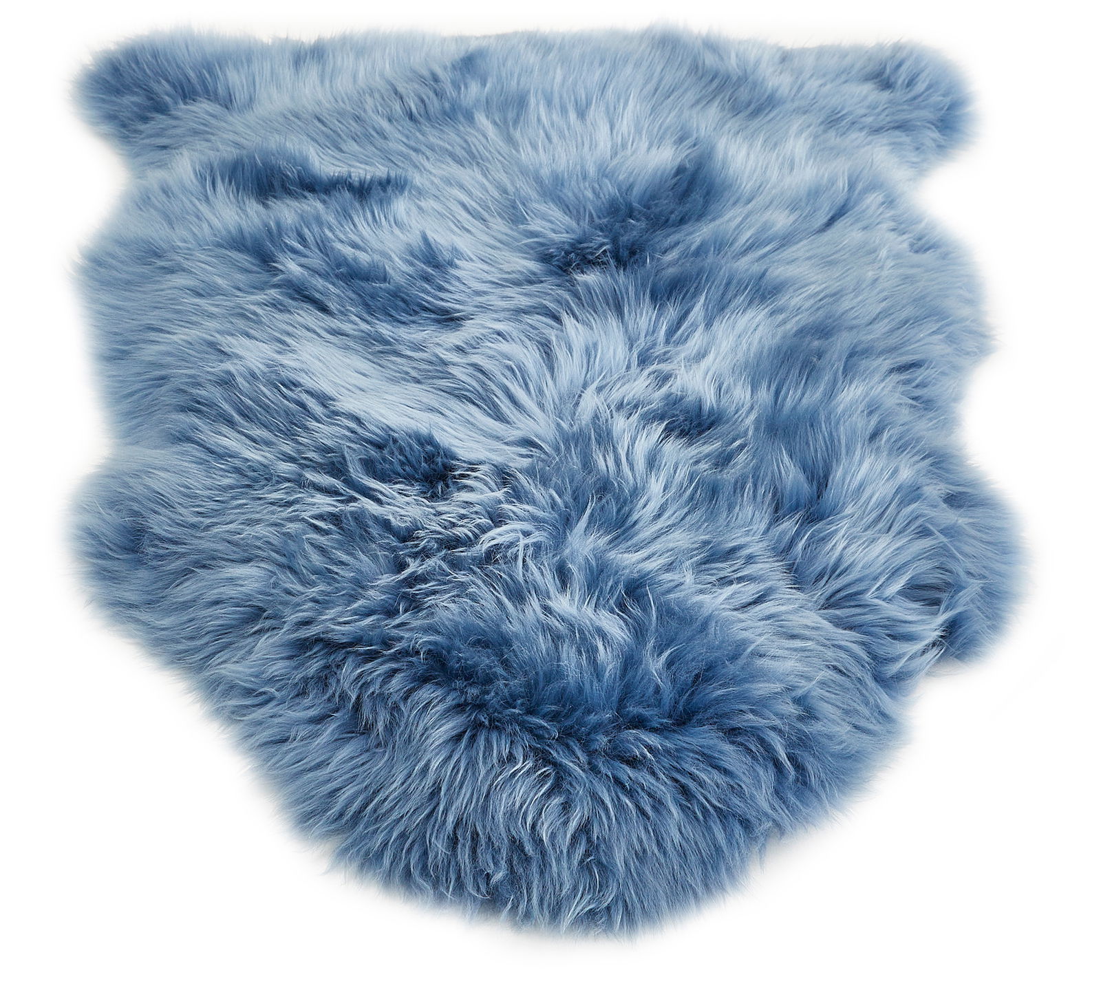 Blaues Schaffell, 85 cm, aus der Vogelperspektive fotografiert