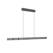 Moderne hanglamp PURE-MOTO-RISE van Paul Neuhaus in zijaanzicht, met een slank, rechthoekig ontwerp en twee ophangpunten.