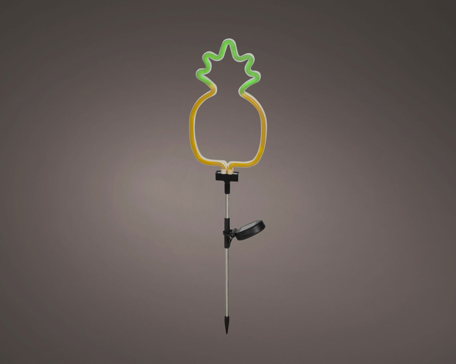 Solarbetriebene Stabbeleuchtung in Form einer Ananas, seitliche Ansicht