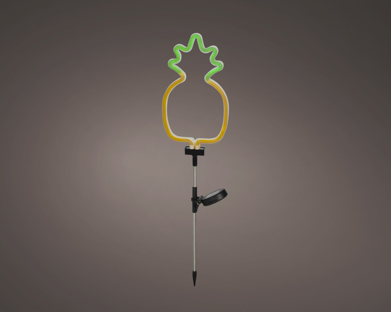 Solarbetriebene Stabbeleuchtung in Form einer Ananas, seitliche Ansicht