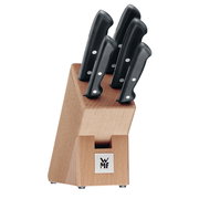 Messerset CLASSIC LINE 6-teilig in einem Holzblock, seitliche Perspektive