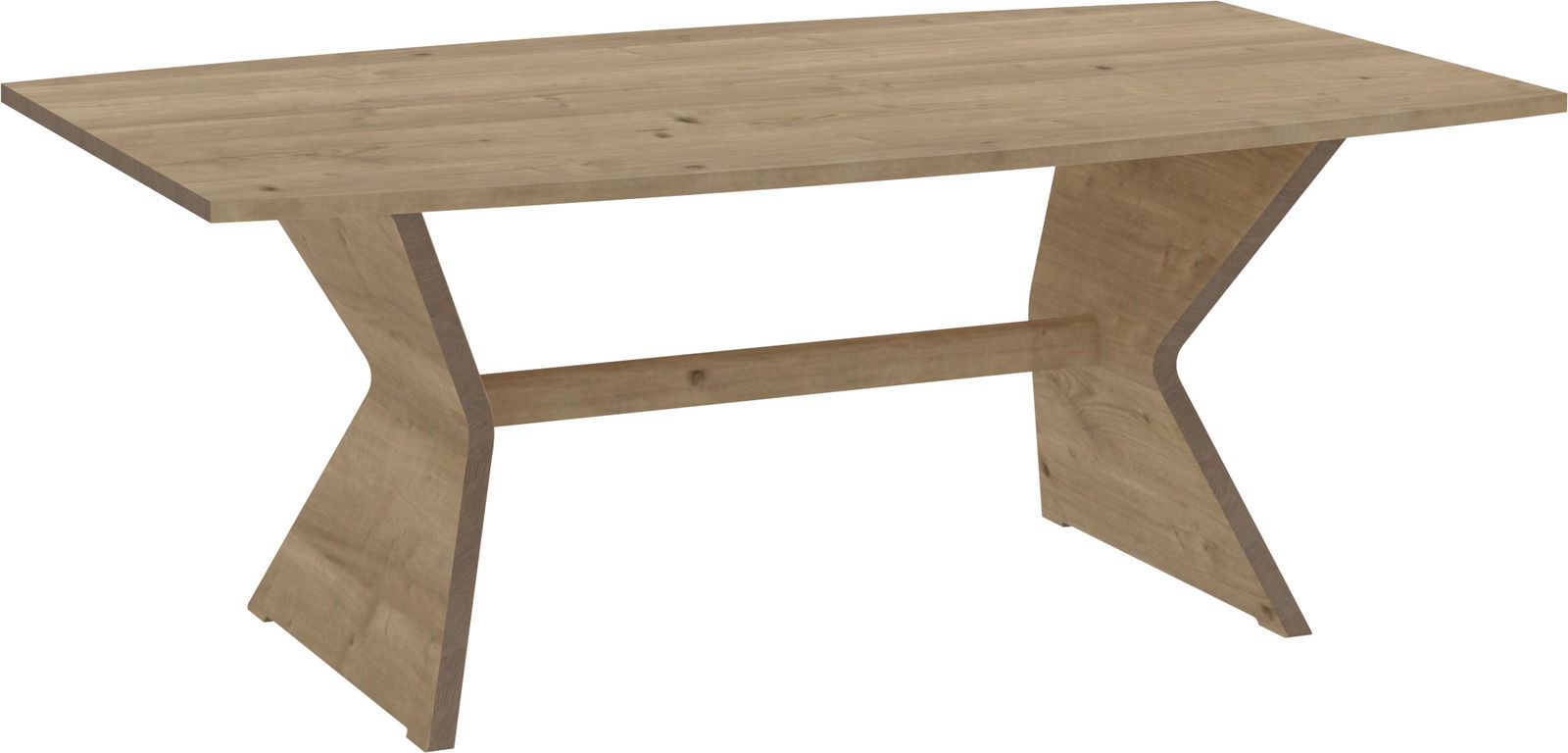 Voglauer Esstisch VMONTANARA Moderner Esstisch aus Holz in seitlicher Perspektive mit geschwungenen Beinen.