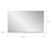 Rechteckiger Wandspiegel mit weißem Regalboden, Maße 95 cm x 59 cm, Frontalansicht