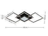 Moderne LED-Deckenleuchte mit geometrischem Design, bestehend aus drei quadratischen Rahmen, seitliche Perspektive.