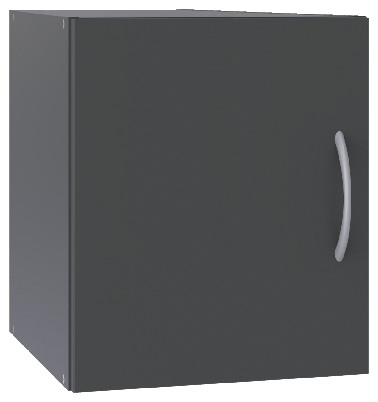 XORA Aufsatz T40 MULTIRAUMKONZEPT Schwarzer Schrankaufsatz mit silbernem Griff, seitliche Perspektive