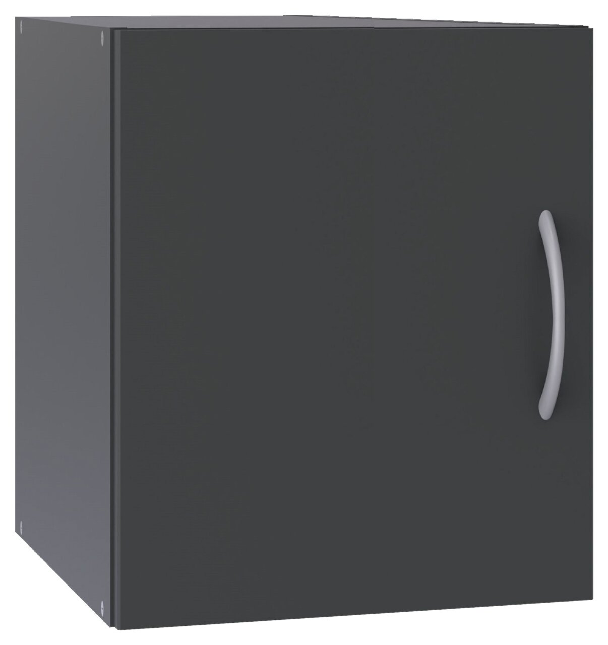 XORA Aufsatz T40 MULTIRAUMKONZEPT Schwarzer Schrankaufsatz mit silbernem Griff, seitliche Perspektive