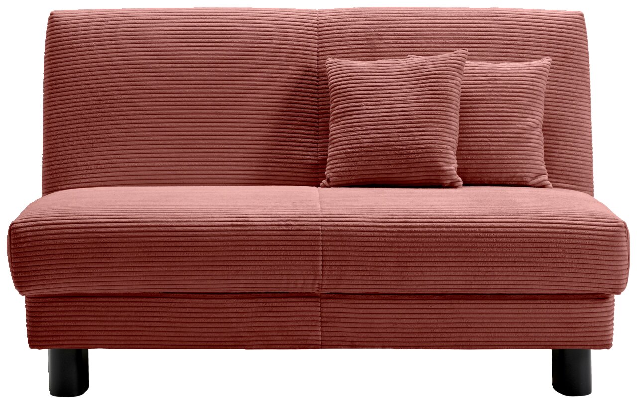 Rotes Funktionssofa mit zwei Kissen, Vorderansicht
