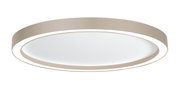 Moderne Deckenleuchte AURA in seitlicher Perspektive mit rundem, minimalistischem Design und sanfter Beleuchtung.