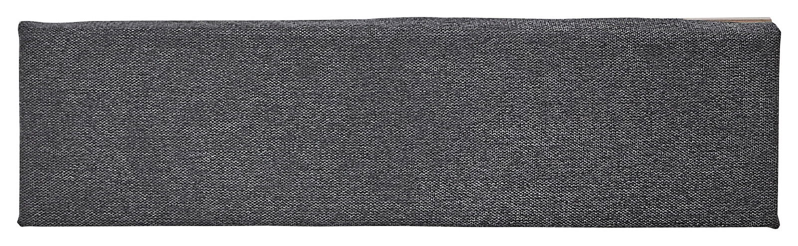Draufsicht auf eine graue Stoffoberfläche, vermutlich Teil einer Garderobenbank.