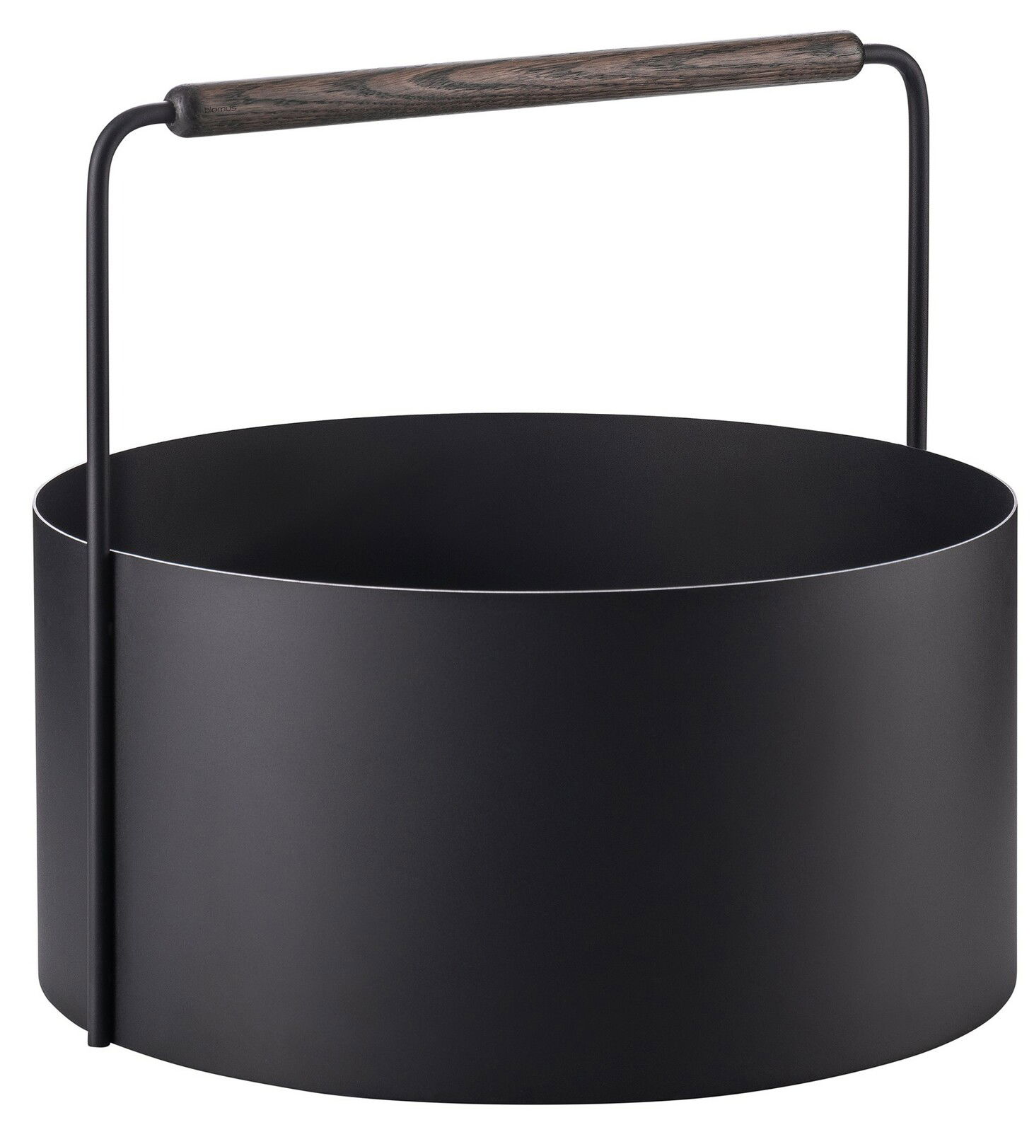 blomus Feuerholz-Korb ASHI Schwarzer Feuerholz-Korb Ashi mit Holzgriff, seitliche Perspektive