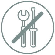 Symbol für werkzeuglose Installation eines Wasser Sparreglers, frontal betrachtet.