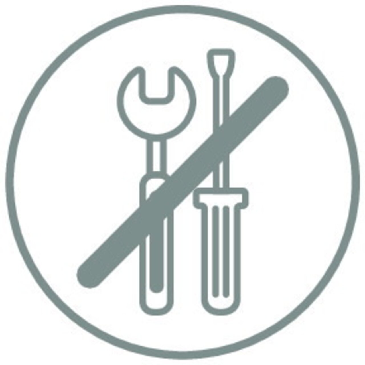 Symbol für werkzeuglose Installation eines Wasser Sparreglers, frontal betrachtet.