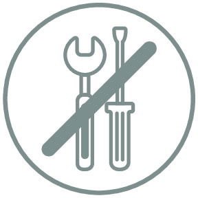 Symbol für werkzeuglose Installation eines Wasser Sparreglers, frontal betrachtet.