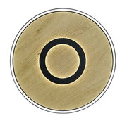 Runde LED-Deckenleuchte mit Holzoptik und schwarzem Ring, Ansicht von unten