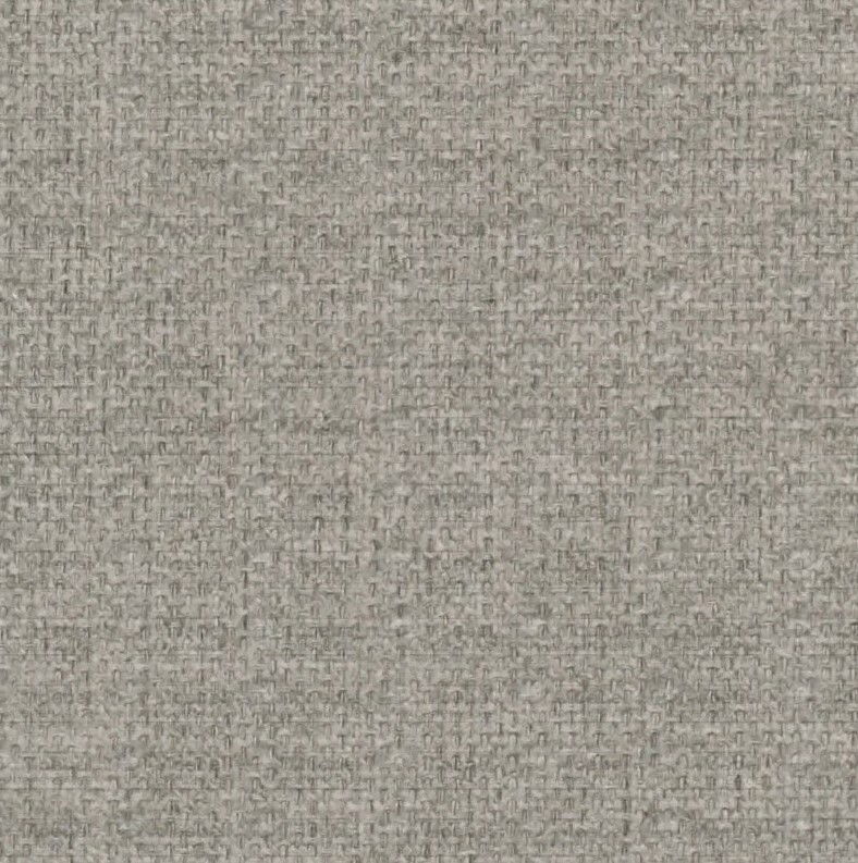 Nahaufnahme eines grauen Stoffmusters mit feiner Webstruktur.