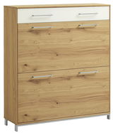 Moderner Schuhschrank aus Holz mit drei Schubladen, Frontansicht