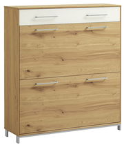 Moderner Schuhschrank aus Holz mit drei Schubladen, Frontansicht