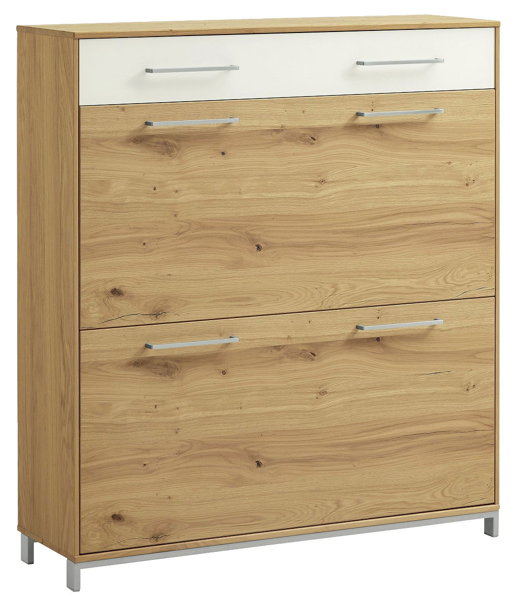 VOSS Schuhschrank VEDO Moderner Schuhschrank aus Holz mit drei Schubladen, Frontansicht