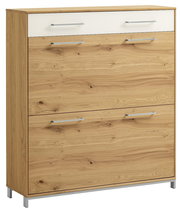 Moderner Schuhschrank aus Holz mit drei Schubladen, Frontansicht