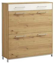 Moderner Schuhschrank aus Holz mit drei Schubladen, Frontansicht