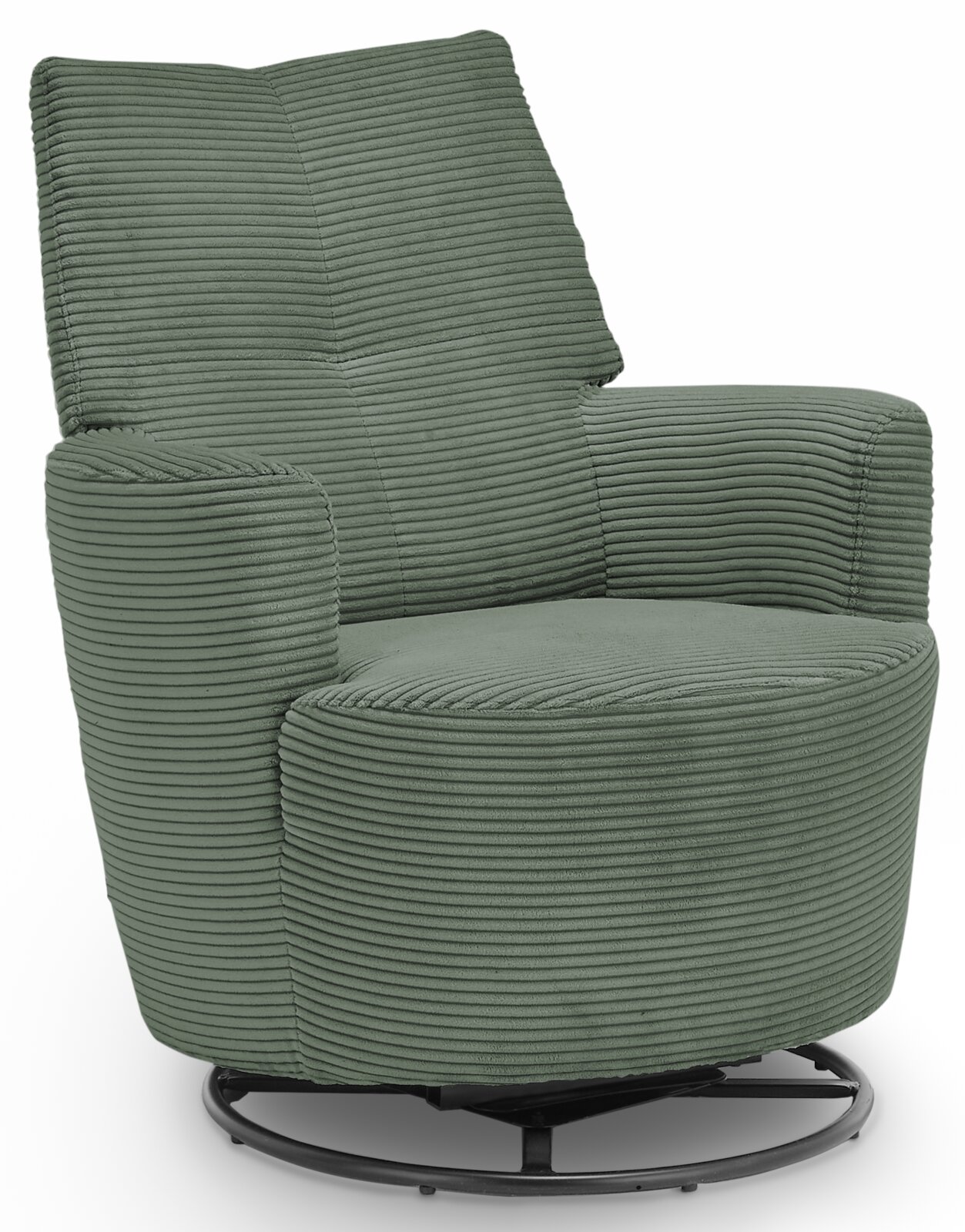 Set one by Musterring Sessel SET ONE 1450 Grüner Sessel mit geripptem Stoffbezug, seitliche Perspektive