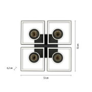 LED-plafondlamp TRAFORO van Paul Neuhaus, vierkant ontwerp met vier lichtelementen, bovenaanzicht