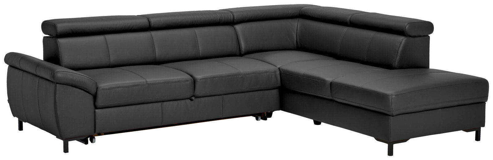 Stylife Ecksofa LENO 2.0 Eckgarnitur in dunklem Leder, perspektivisch von vorne links fotografiert