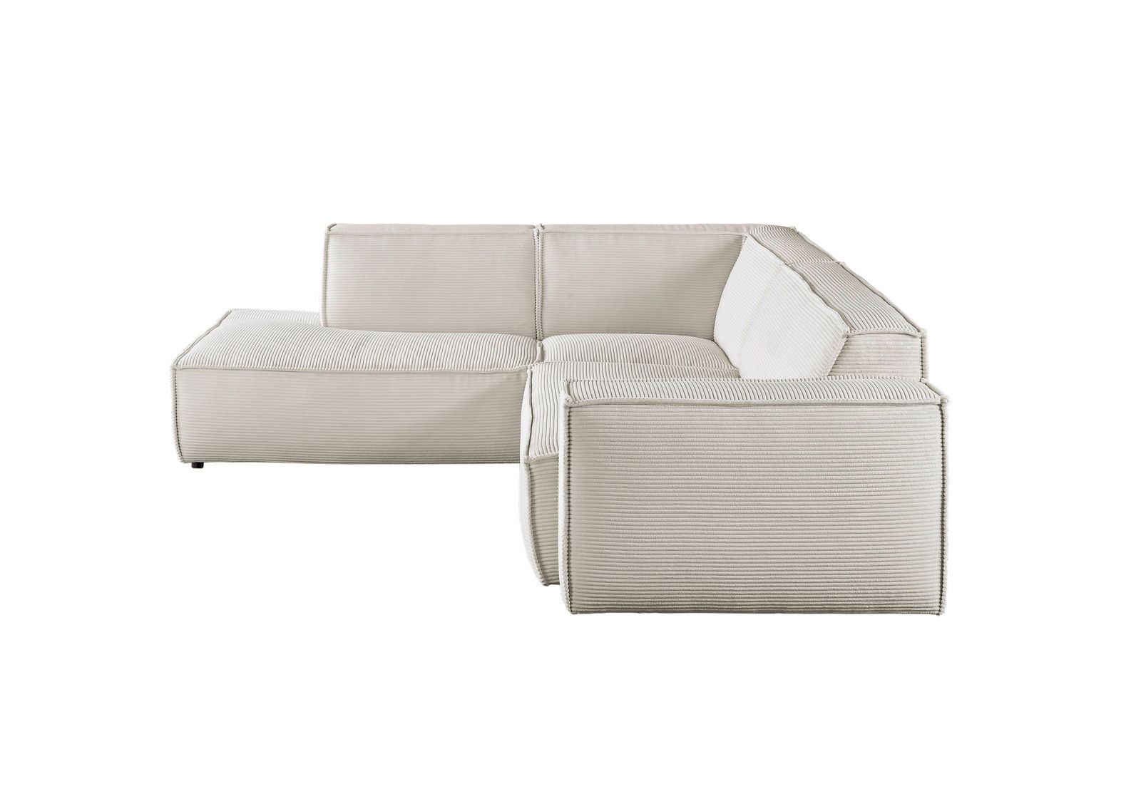 Eckkombination Sofa in hellem Stoff, seitliche Perspektive
