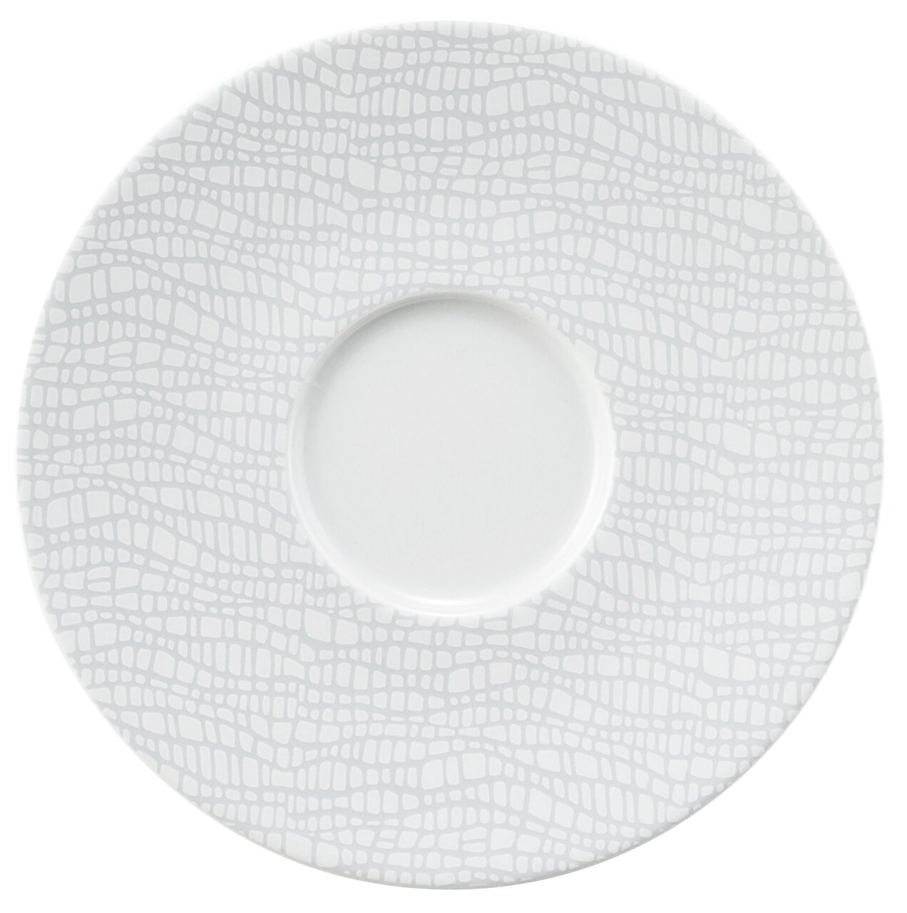 Seltmann Weiden schoteltje Fashion Kombi-Untertasse 16,5 cm von oben mit elegantem, grauem Muster auf weißem Hintergrund, Seltmann Weiden Fashion
