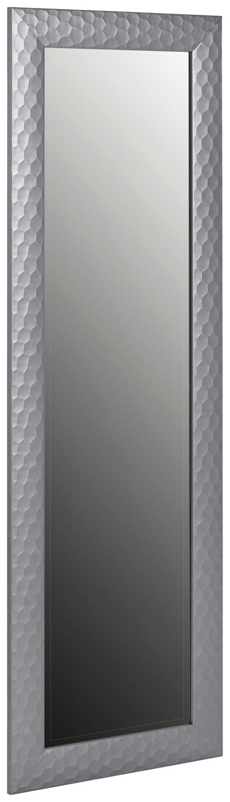 Silberner Spiegel mit strukturiertem Rahmen, ca. 50x150 cm, seitliche Perspektive