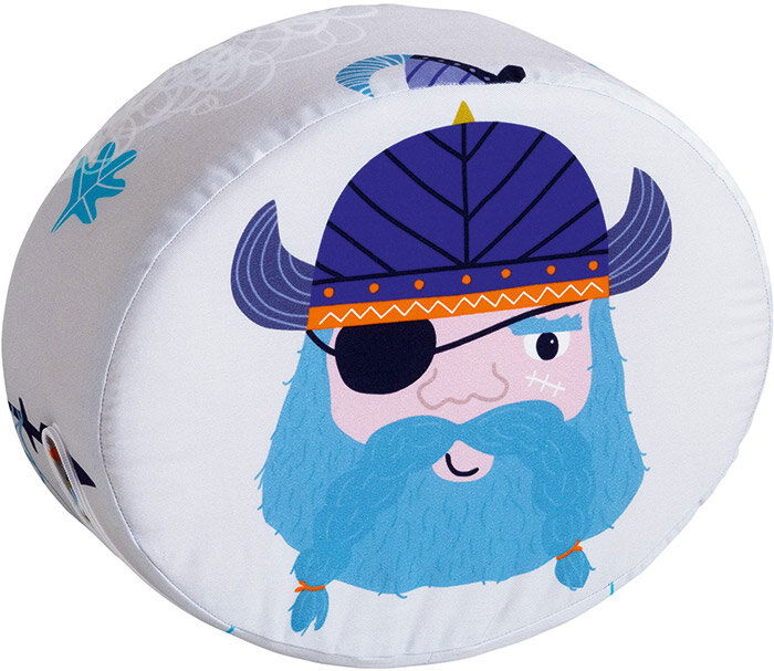 Paidi Steckkissen STEN Rundes Steckkissen mit Wikinger-Motiv, seitliche Perspektive