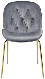 Grauer, gepolsterter Stuhl mit goldenen Beinen, Vorderansicht