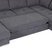 Graues Ecksofa mit Ottomane, Ansicht von oben.