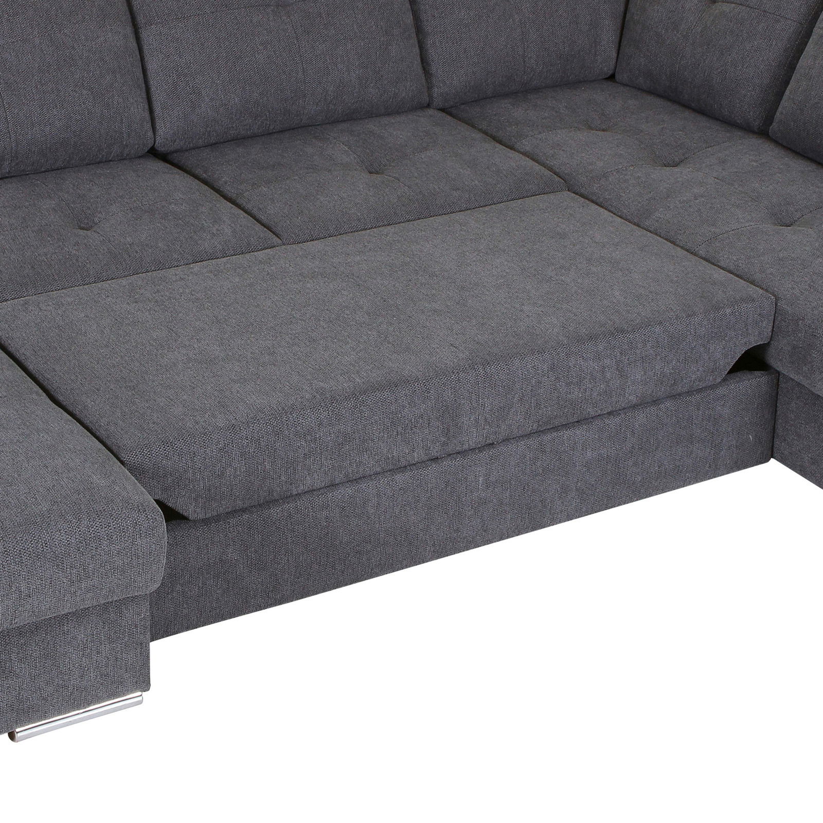 Graues Ecksofa mit Ottomane, Ansicht von oben.