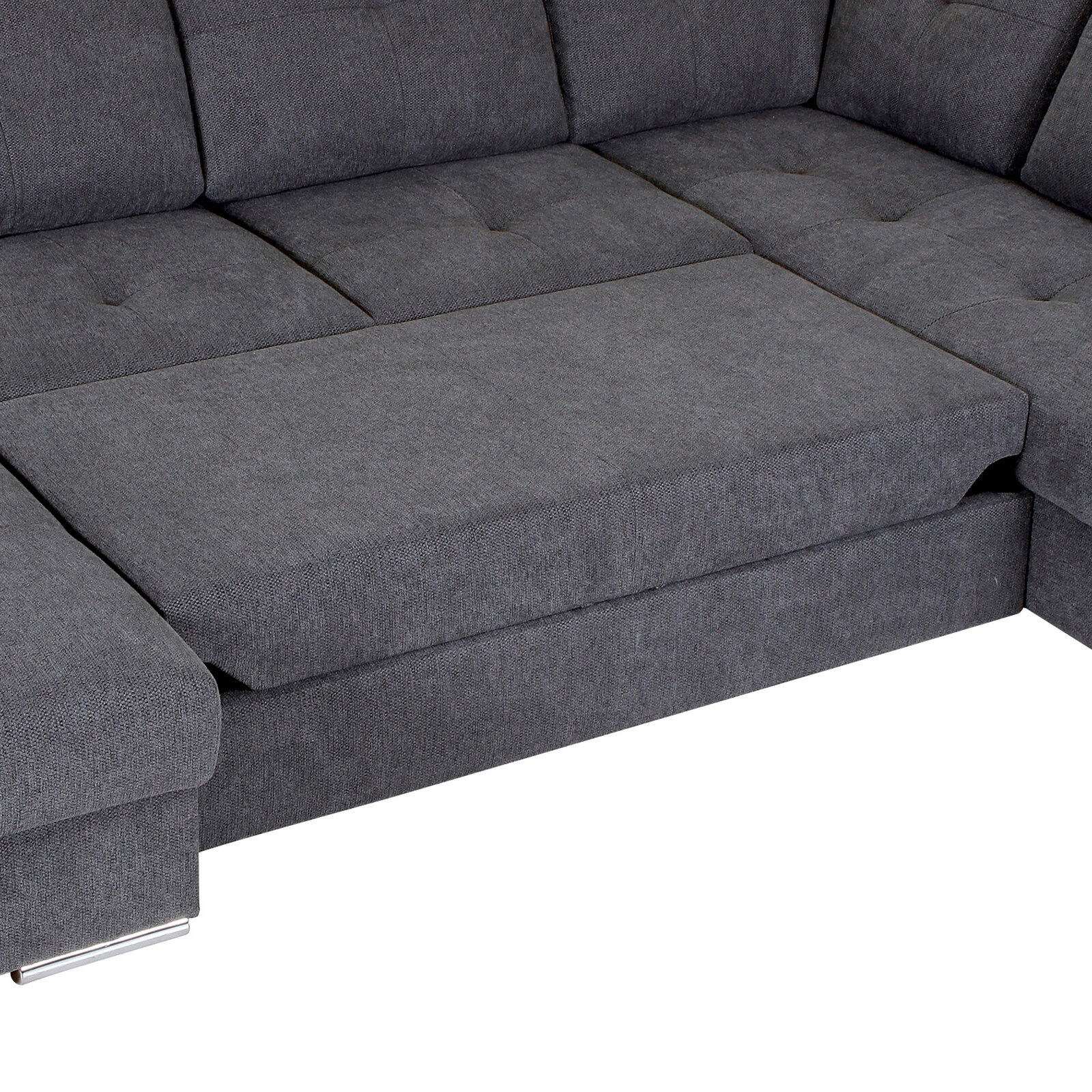 Graues Ecksofa mit Ottomane, Ansicht von oben.