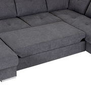 Graues Ecksofa mit Ottomane, Ansicht von oben.