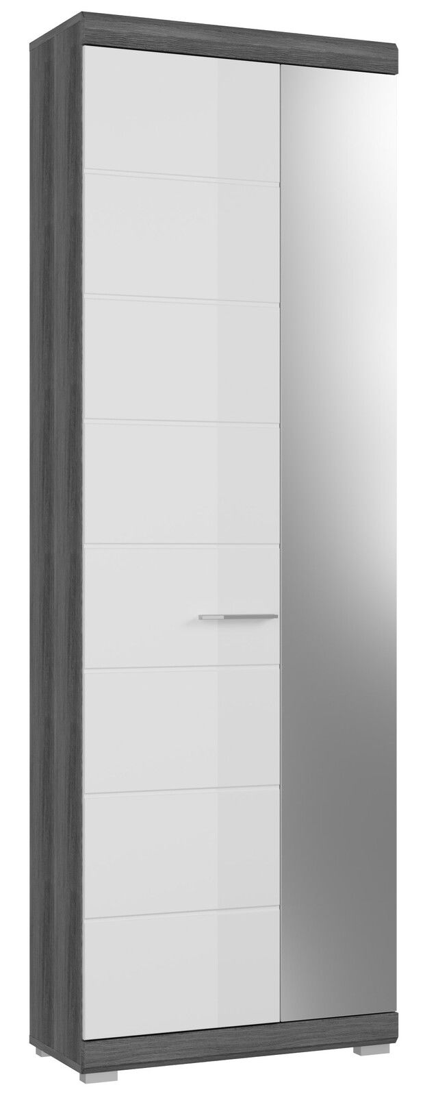 Moderner Garderobenschrank mit Spiegel, seitliche Perspektive
