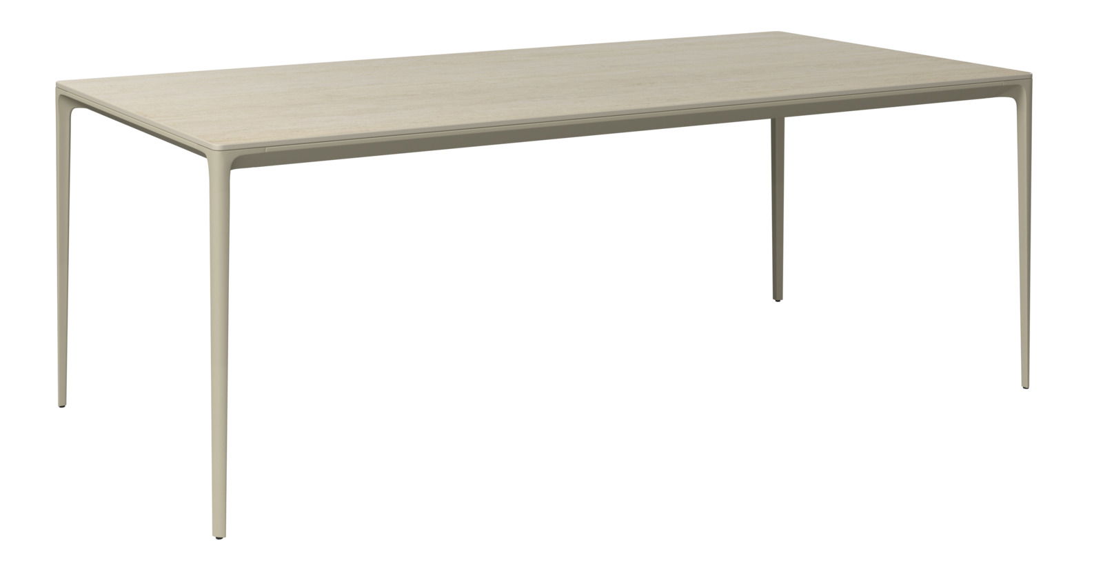 Dieter Knoll Gartentisch PATAGONA BEIGE Moderner Gartentisch aus hellem Holz mit schlanken Metallbeinen, seitliche Perspektive