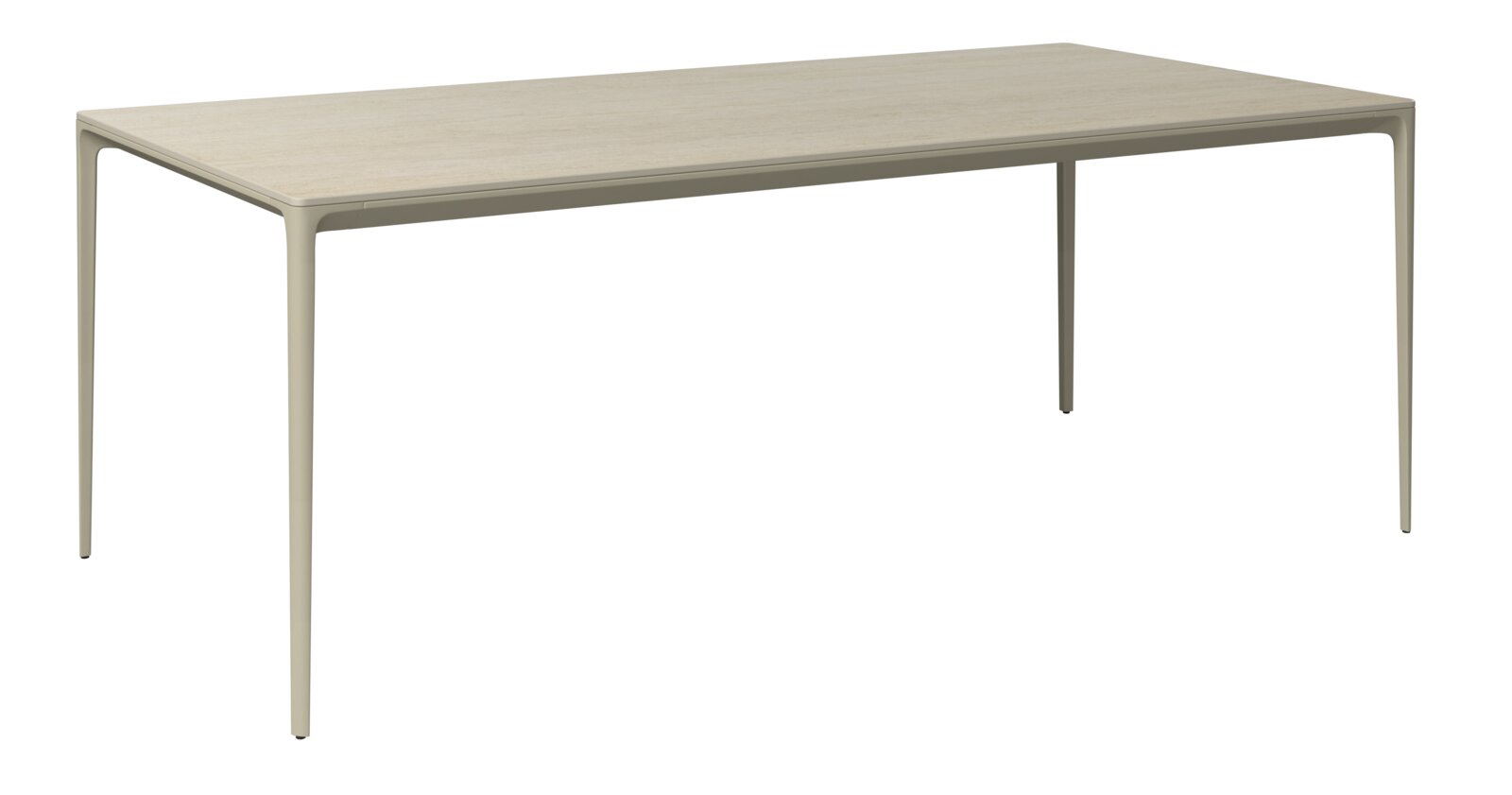 Dieter Knoll Gartentisch PATAGONA BEIGE Moderner Gartentisch aus hellem Holz mit schlanken Metallbeinen, seitliche Perspektive